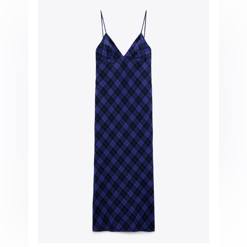 ZARA royal blue plaid dress
